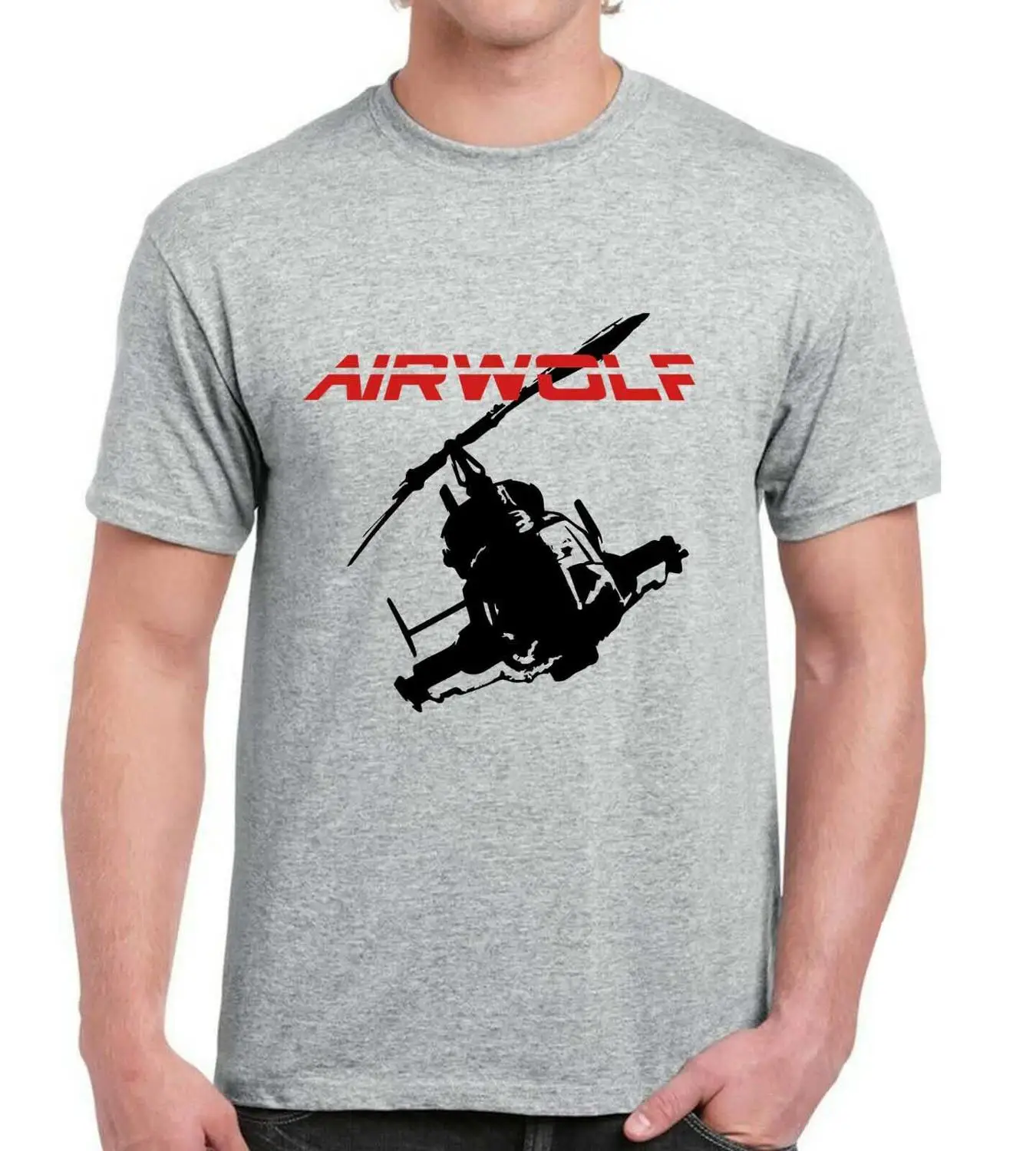 Airwolf футболка вертолет ретро классический 80 ТВ Шоу Мужская пилот Мода тройник