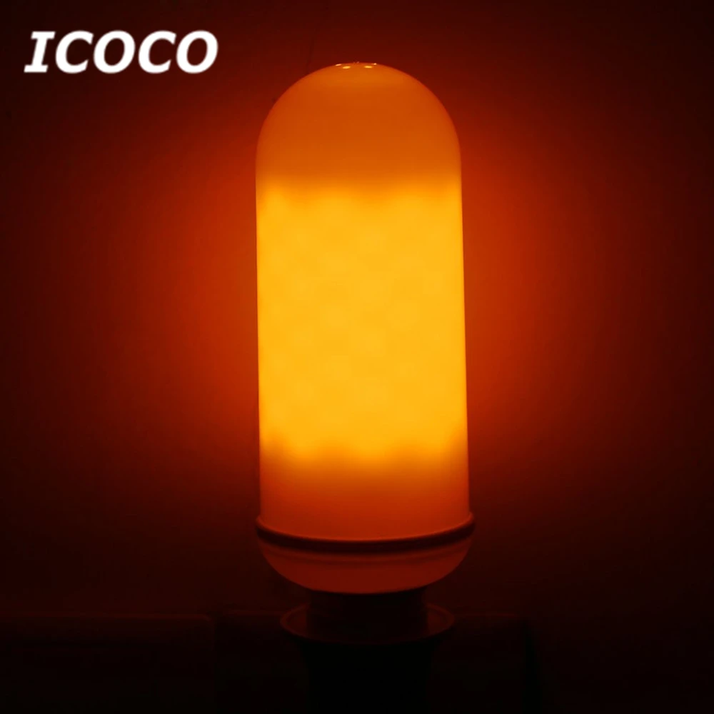 ICOCO E27 5 Вт/6 Вт Светодиодный светильник с эффектом мерцания, Ночной светильник без пламени, имитирующий пламя, Лидер продаж для дома/магазина, Декор, Прямая поставка