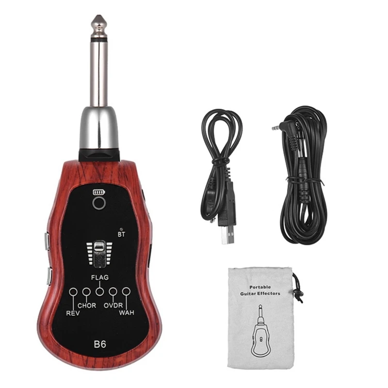 B6 гитарные наушники Amp Mini Plug гитарный усилитель Bluetooth перезаряжаемый для электрогитары(цвет красного дерева