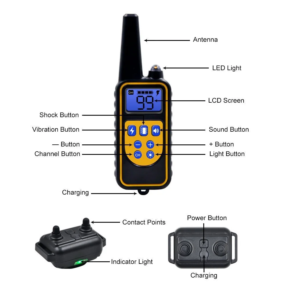 cão elétrico colar de treinamento prova dwaterproof água recarregável controle remoto pet com display lcd para todos os tamanhos coleiras