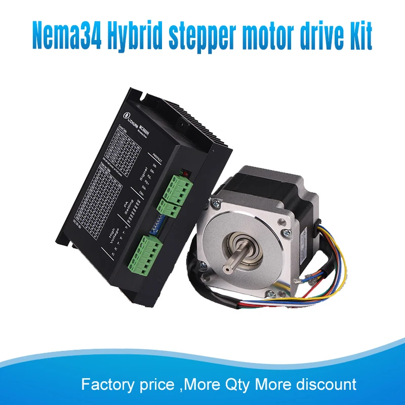 

NEMA 34 CNC stepper motor 86mm 3.3N.m 3A D9.5 mm Nema34 stepping motor LC86HS66+MC860H Step drive for CNC engraving machine