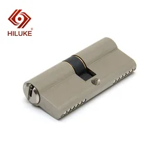 HILUKE 70 European standard lock cylinder security door copper alloy lock core hardware C70.5C 90 center 45 45 lock core double side copper blade security door lock high security lock core double open anti snap anti drill