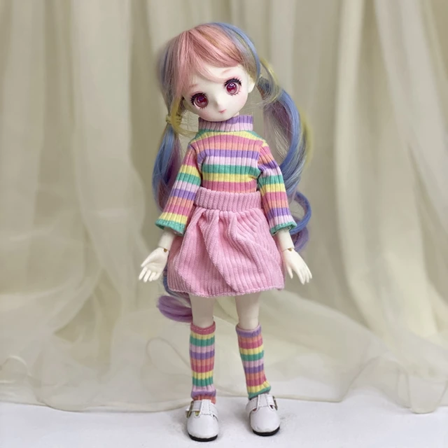 Adollya BJD Doll Accessories Fashion 1/6 Clothes for Doll Tops Bottoms Headwear Socks Clothes Suit Suitable for 1/6 Doll 2