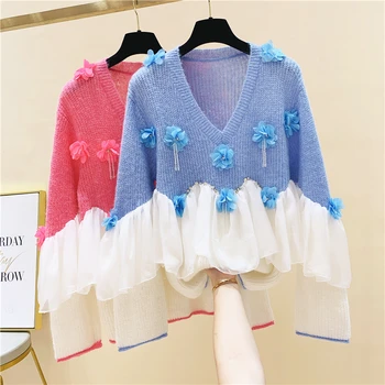

Women New Vintage Warm Thicken Sweaters UFO Clouds Jacquard Pullovers Winter Autumn Knitted Retro Loose Tops Blusas