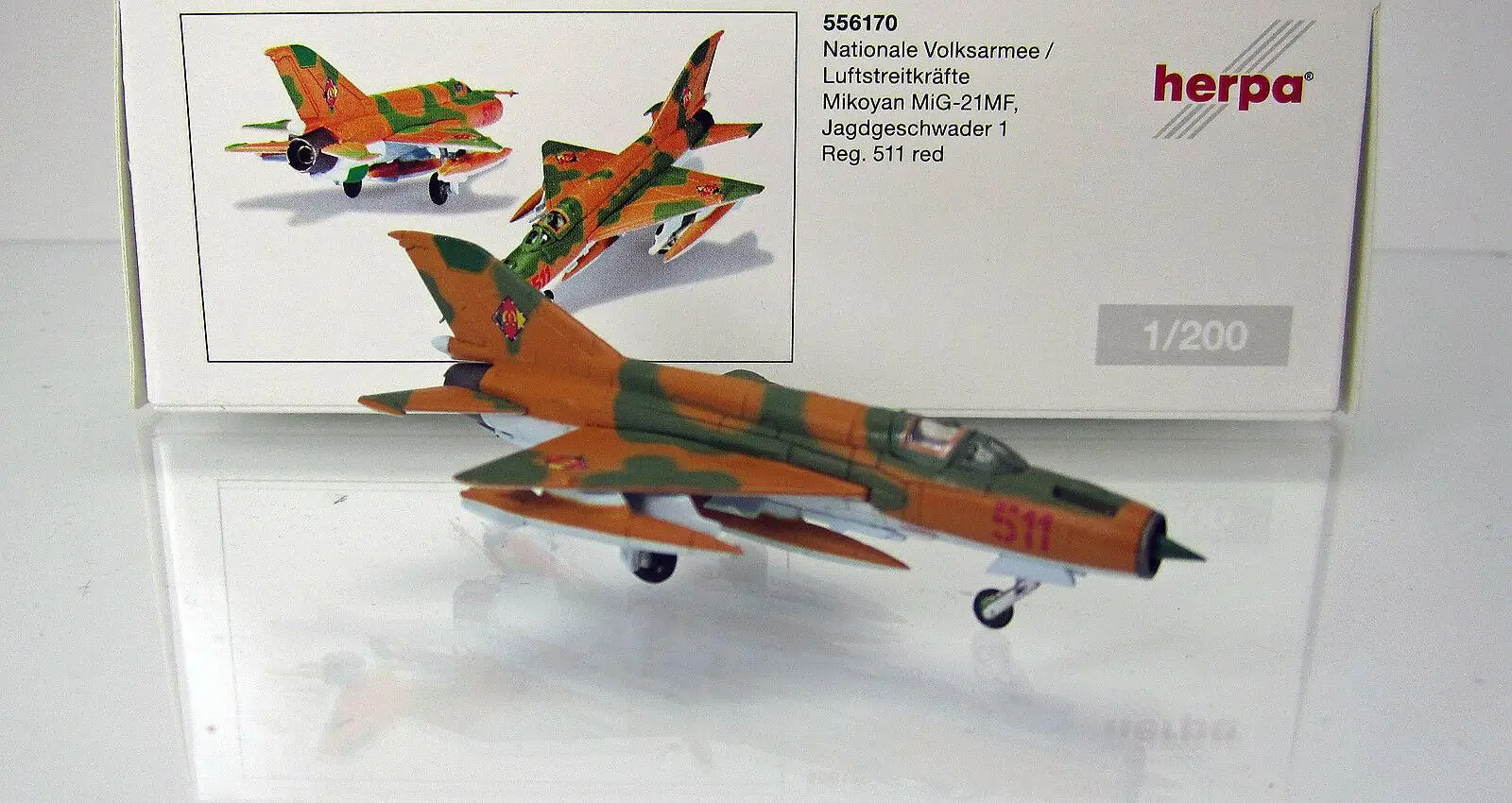 Herpa National Volksarmee Luftstreitkrafte Mikoyan MiG-21MF Jagdgeschwader 1 Reg 511 красный 1/200 литье под давлением модель самолета