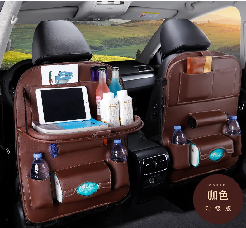 Многофункциональная Кожаная подвесная сумка для автомобильного хранения для автомобильного сиденья Zhiwu Dai, складной обеденный стол