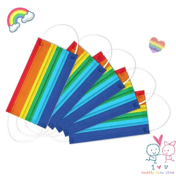 

10/50/100/200/500pcs Mouth Mask Disposable Non-woven 3 Layer Filter Face Mask Breathable Earloops Adult Rainbow Face Mouth Masks