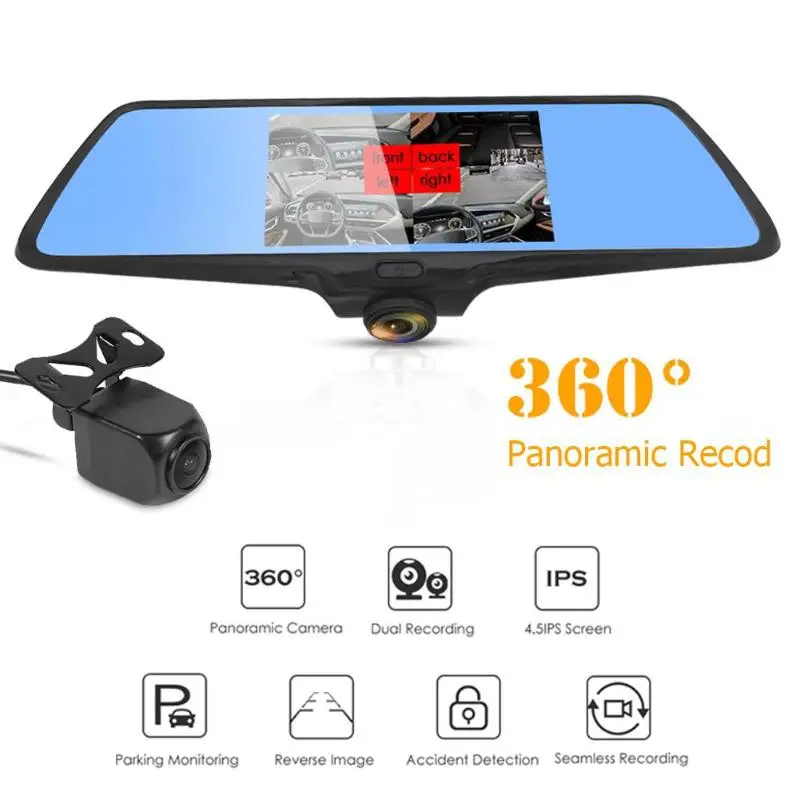 

Car DVR Rear View Camera Skillful Manufacture L502 Panoramic View Car Rearview Mirror Dash Cam with Rear View Camera+16GB TF