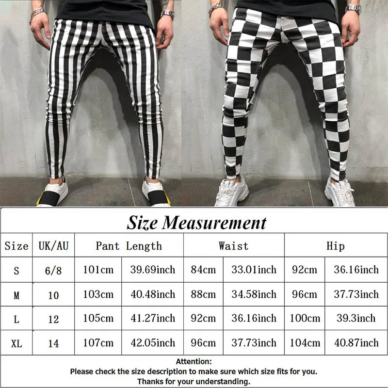 Summer Men's Fashion Slim Comfortable Striped Black White Casual Pants