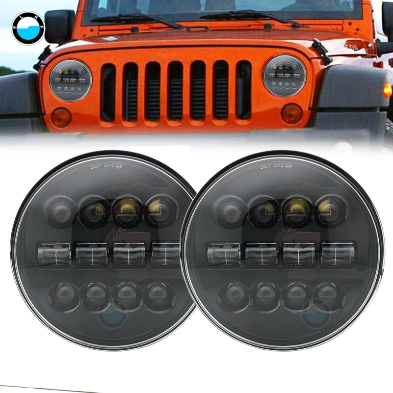 

7 Inch Led Headlights for Land Rover Defender 60W H4 Led Headlamps High Low Beam for Jeep Wrangler JK 1Set