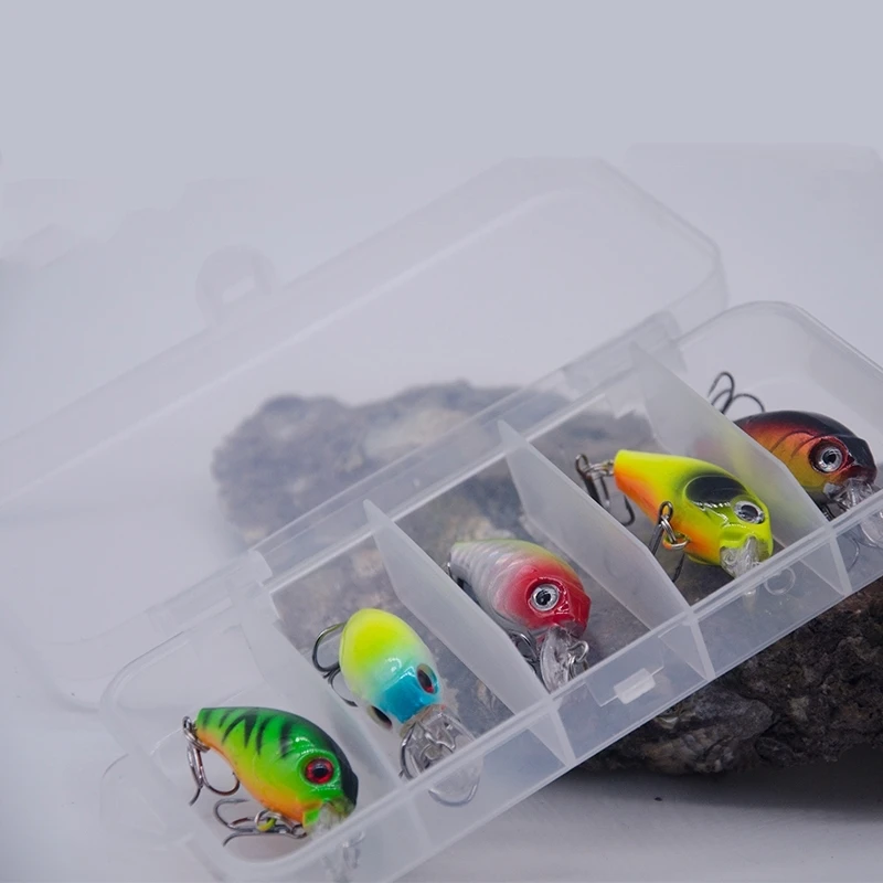 5Pcs/box Mini Crankbaits Lure Set 4.5cm 3.8g Fishing Lures Hard Artificial  Baits With Fishing Tackle Box Shipping Today