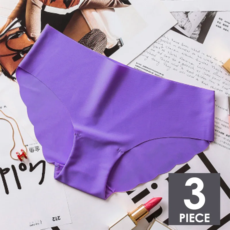 N 3pcs Бесшовные Ice Silk трусы для Для женщин сексуальные трусы с низкой посадкой ультра-тонкий стринги нижнее белье, женские трусы, интимное 3 шт./компл.# F - Цвет: N 3pcs
