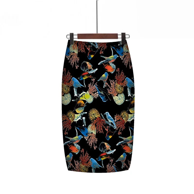 Новая Осенняя и Летняя Повседневная Женская прямая юбка в стиле хип-хоп с принтом дизайнерское в стиле западной моды миди Saias Женская тонкая юбка - Цвет: 66