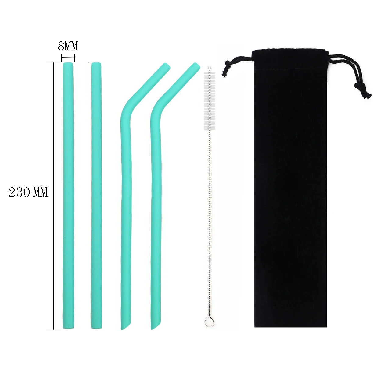 6Pcs green silicone Телескопическая Питьевая соломинка из нержавеющей стали металлическая соломинка портативная дорожная походная многоразовая Складная соломинка с чистящей щеткой - Цвет: 6Pcs green silicone