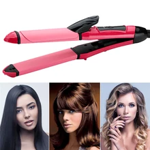 2 in 1 Curler& Straightener Hot Hair Iron Straightener and Curler Hair Curling Irons Curl Ceramic Styling Tools 110-220V