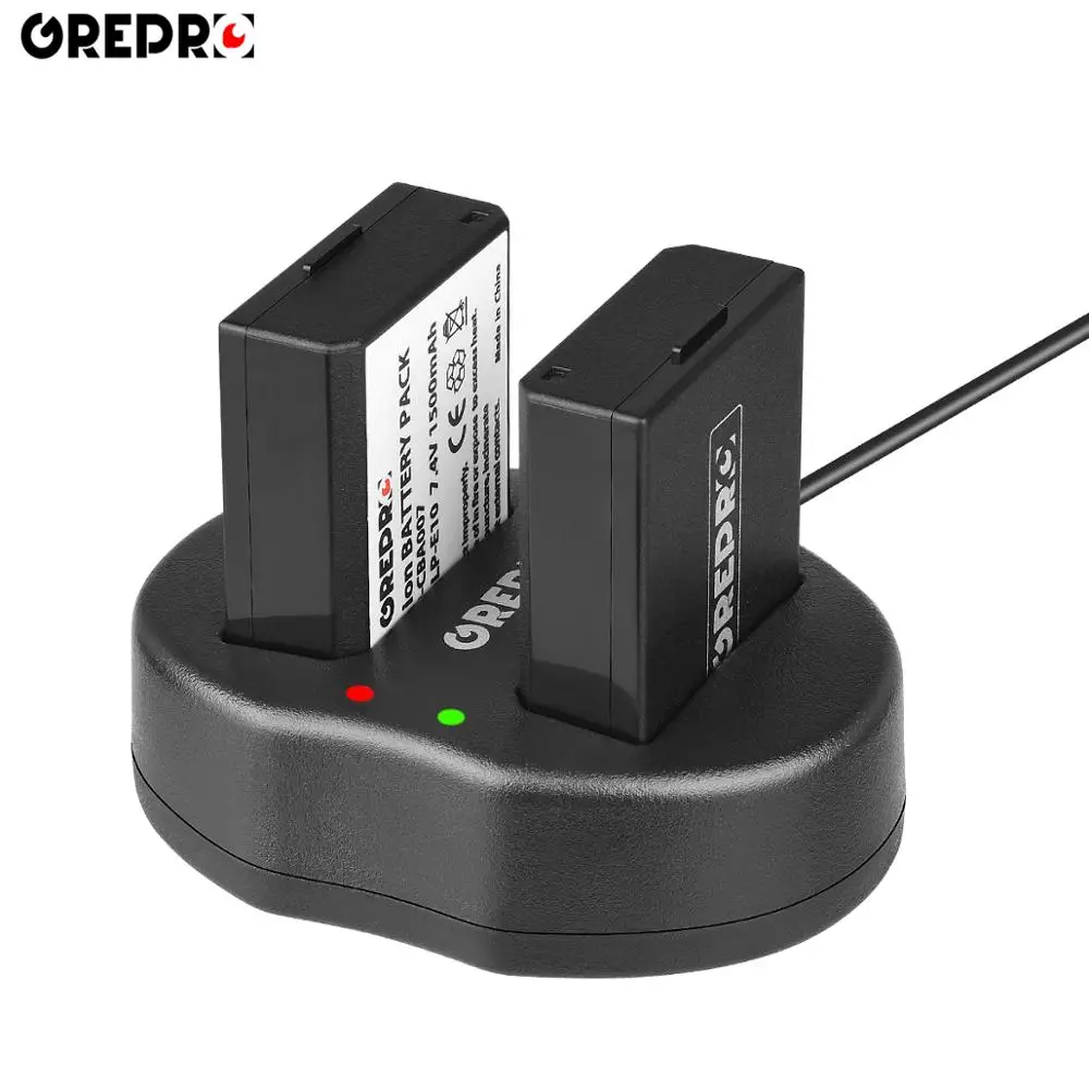 GREPRO 1500 мАч LP-E10 LPE10 LP E10 Аккумулятор для камеры AKKU+ USB двойное зарядное устройство для Canon 1300D 1200D 1100D Rebel T3 T5 KISS X50 X70