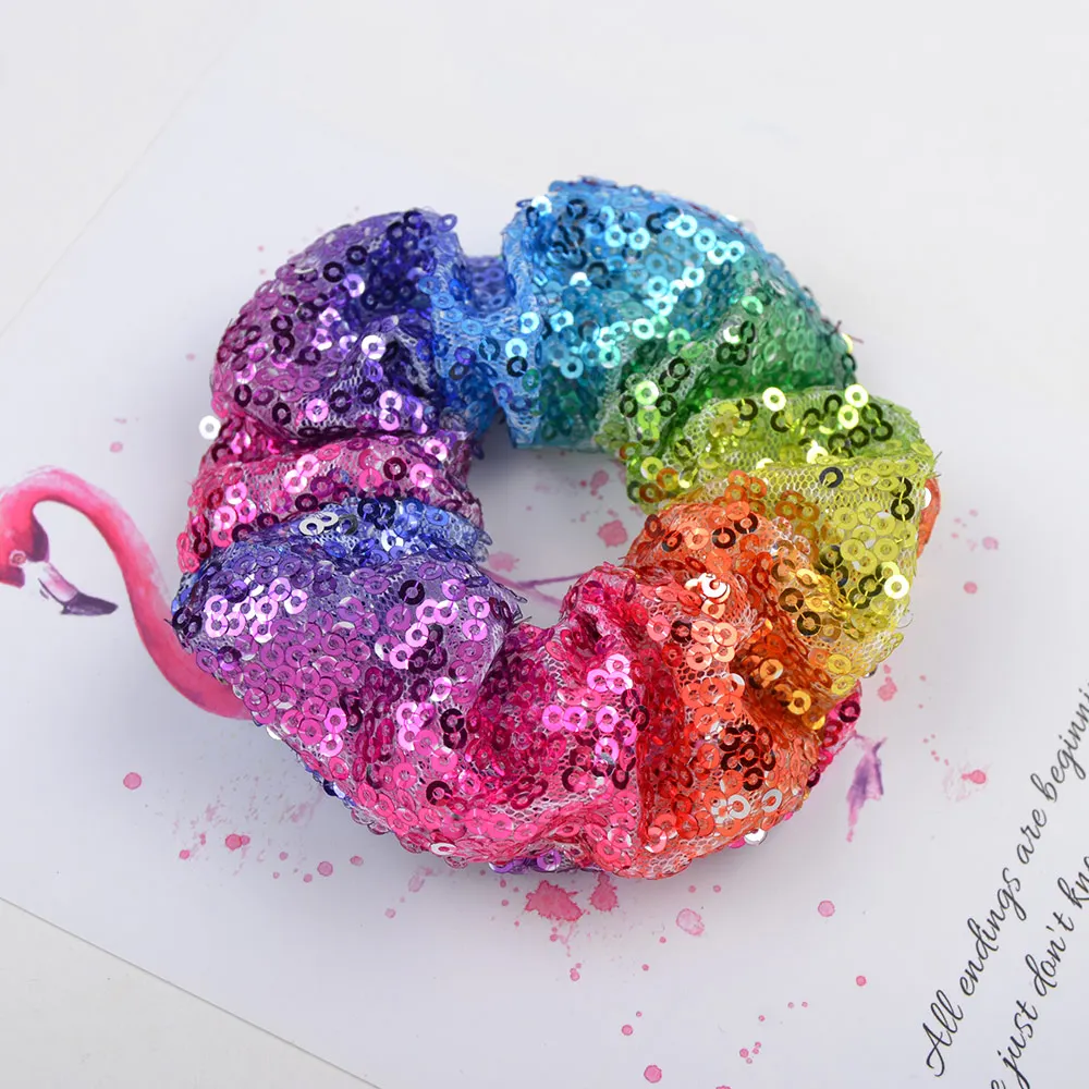 metal hair clips 20 Colors 4.3 Inch Solid Sequin Scrunchie Elastic Hair Band For Women Girls Ponytail Holder Hair Rope Headband Hair Accessories knot hair band