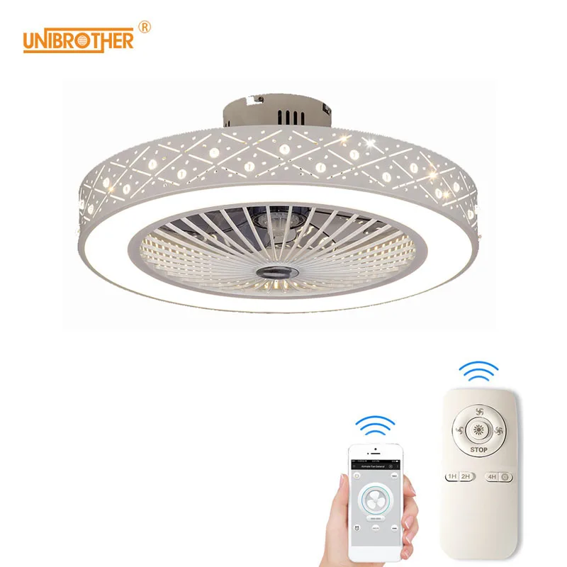 

21 Inch Ceiling Fans Smart Lights with Remote Control and APP Indoor Home Decora 55cm Round Modern Fan Lamps for Bedroom Living