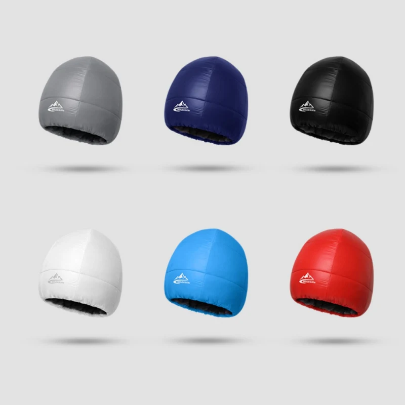 Outdoor Winter Windproof Ear-cap Thermal Fleece Lined Down Skull Beanie Men Women For Cycling Skiing Hiking Camping