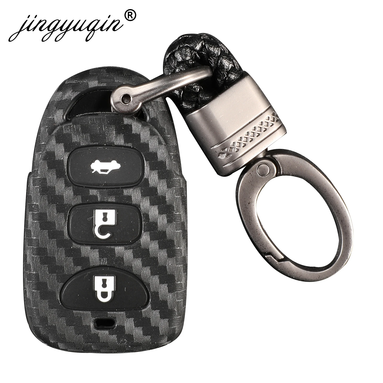 Jingyuqin ключ чехол силиконовый чехол Обложка для hyundai Kia Carens Fob 3+ 1/4 кнопки дистанционного ключа Fob чехол без ключа