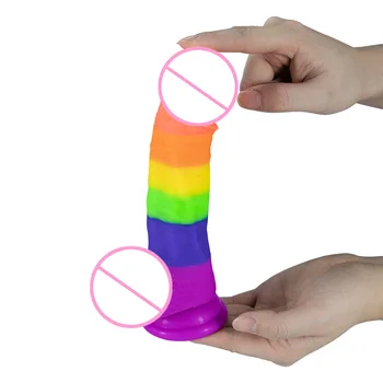 Rainbow Simulation Dildos Masturbator Clitoris Stimulator Silicone Penis Sex Toys for Women Erotic Sex Appeal Tools for Adults 2