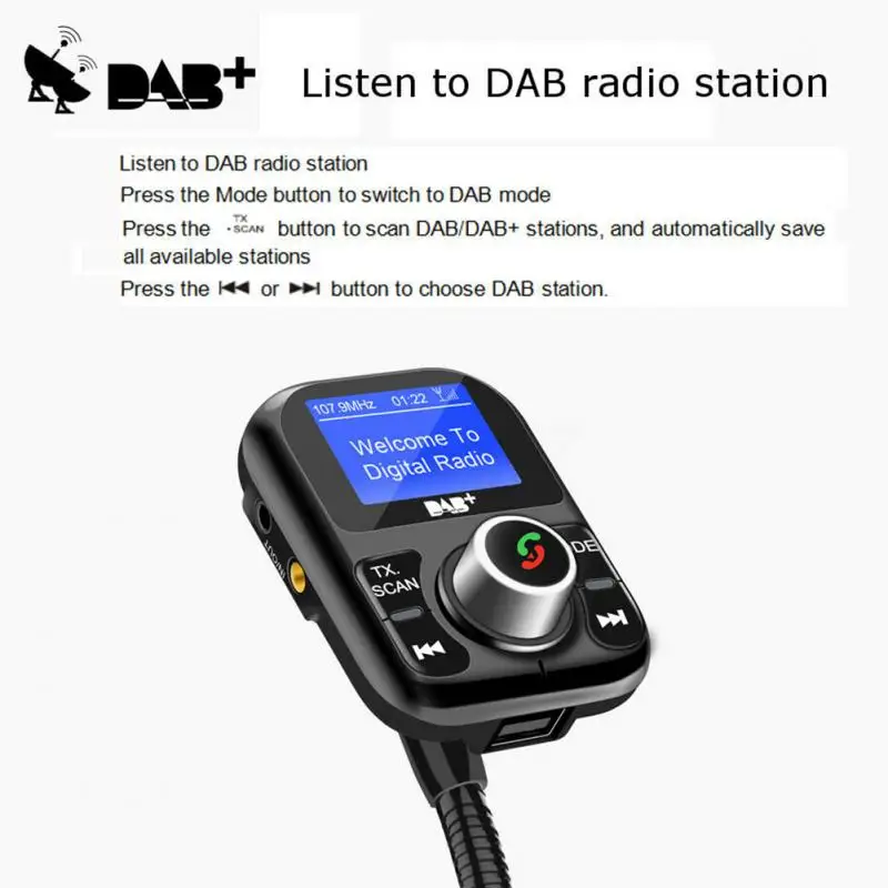 Автомобильный Профессиональный usb-передатчик DAB, цифровой радиоприемник, автомобильная антенна, практичный fm-тюнер, адаптер