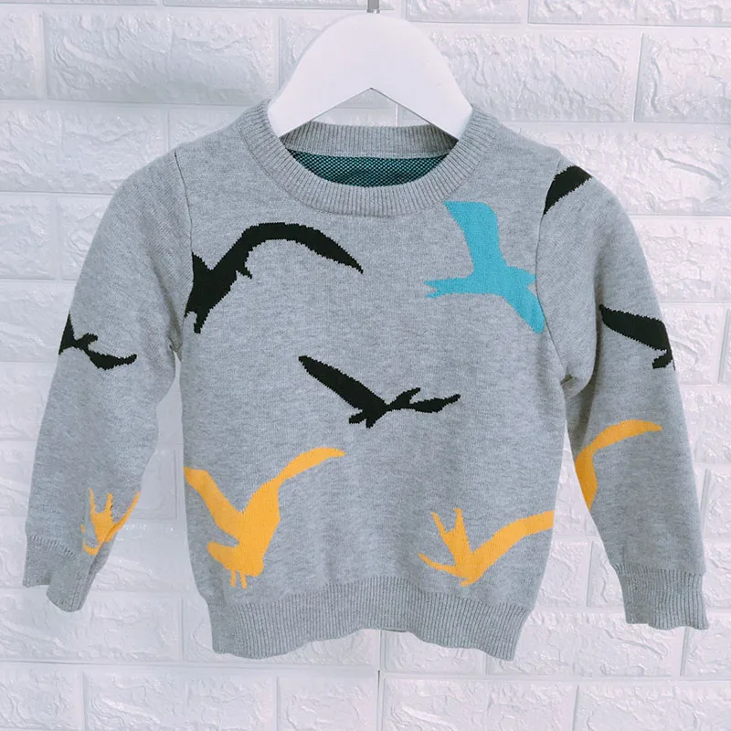 

2019 Autumn Winter Baby Boys Girls Long Sleeve Knitted Birdie Printing Sweaters Children Girls Boys Cotton Sweaters