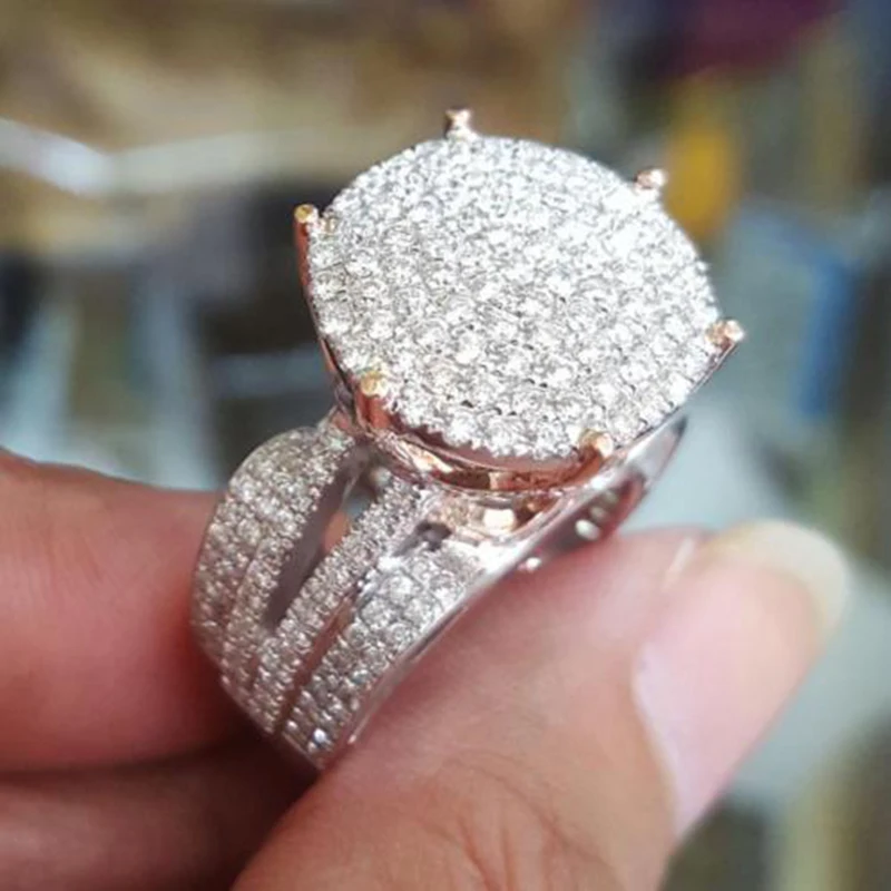 Роскошное брендовое блестящее циркониевое кольцо с кристаллами для женщин, серебряное обручальное кольцо с фианитами, мужское модное ювелирное изделие, лучшие подарки, O5M209 - Цвет основного камня: M209 Ring