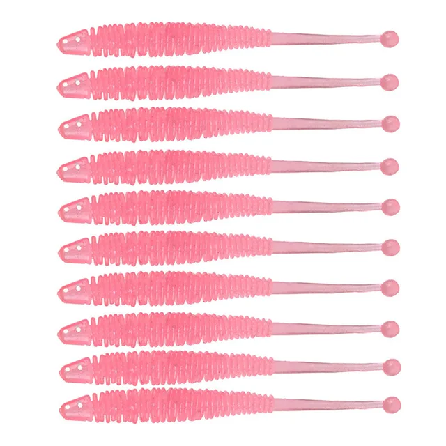 10pcs/Lot Worm Soft Fishing Lures Jig Wobblers 6cm 0.6g Shrimp Odor Additive Silicone Artificial Baits Bass Carp Pesca Tackle D