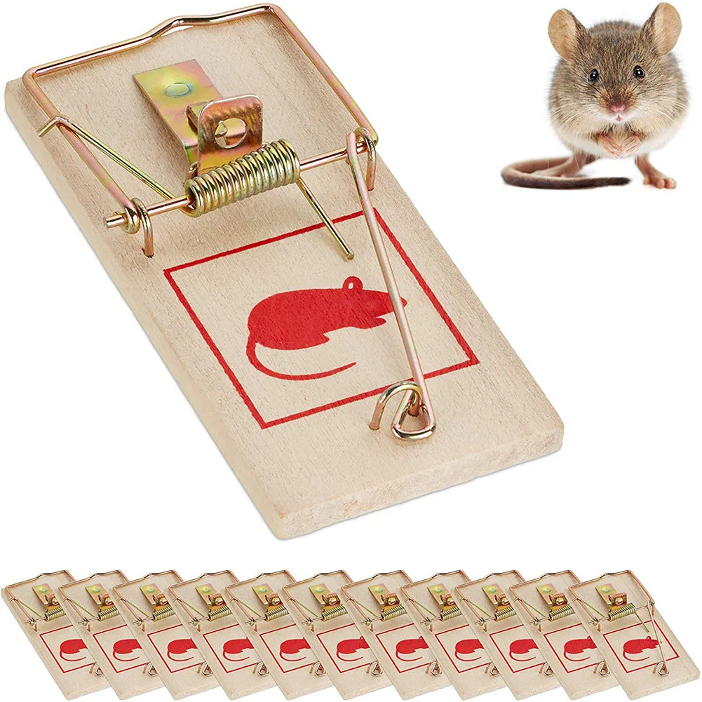 12Pcs Reusable Wooden Mice Mouse Traps Bait Mice Home Garden Supplies Mouse Killer Pest Control Mousetraps