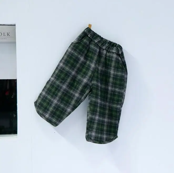 Korea style girls boys plaid thicken pants autumn winter fashion kidsgirls pants 3-8t