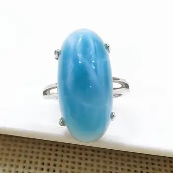 

Top Quality Natural Larimar Blue Oval Adjustable Ring 21x10mm Water Pattern Oval 925 Sterling Silver From Dominia AAAAAA