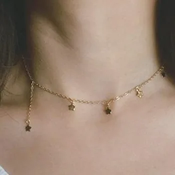 

Star asymmetric choker necklace stainless steel for women Clavicle dainty necklace gold color fashion simple elegant 2020
