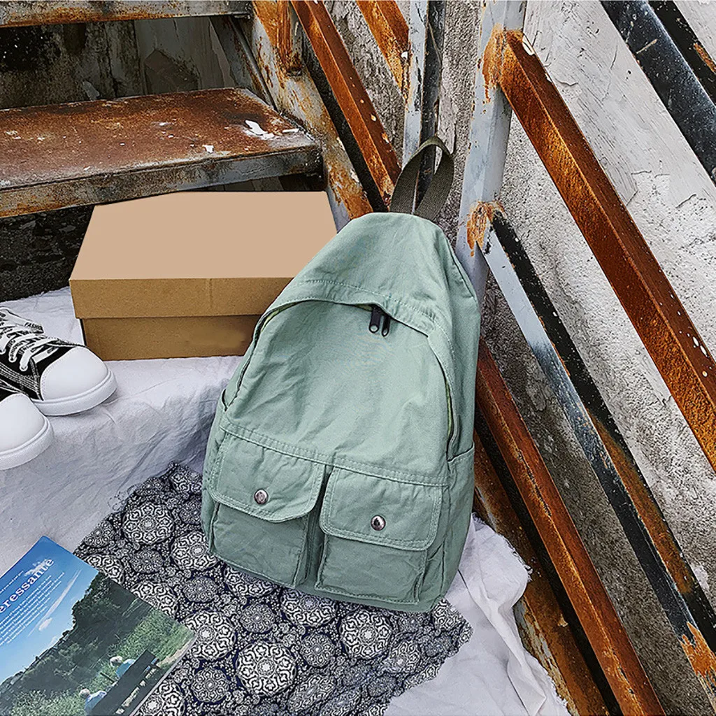 Модный женский тканевый однотонный рюкзак для студентов, рюкзак для пар, школьный женский маленький Многофункциональный Детский рюкзак