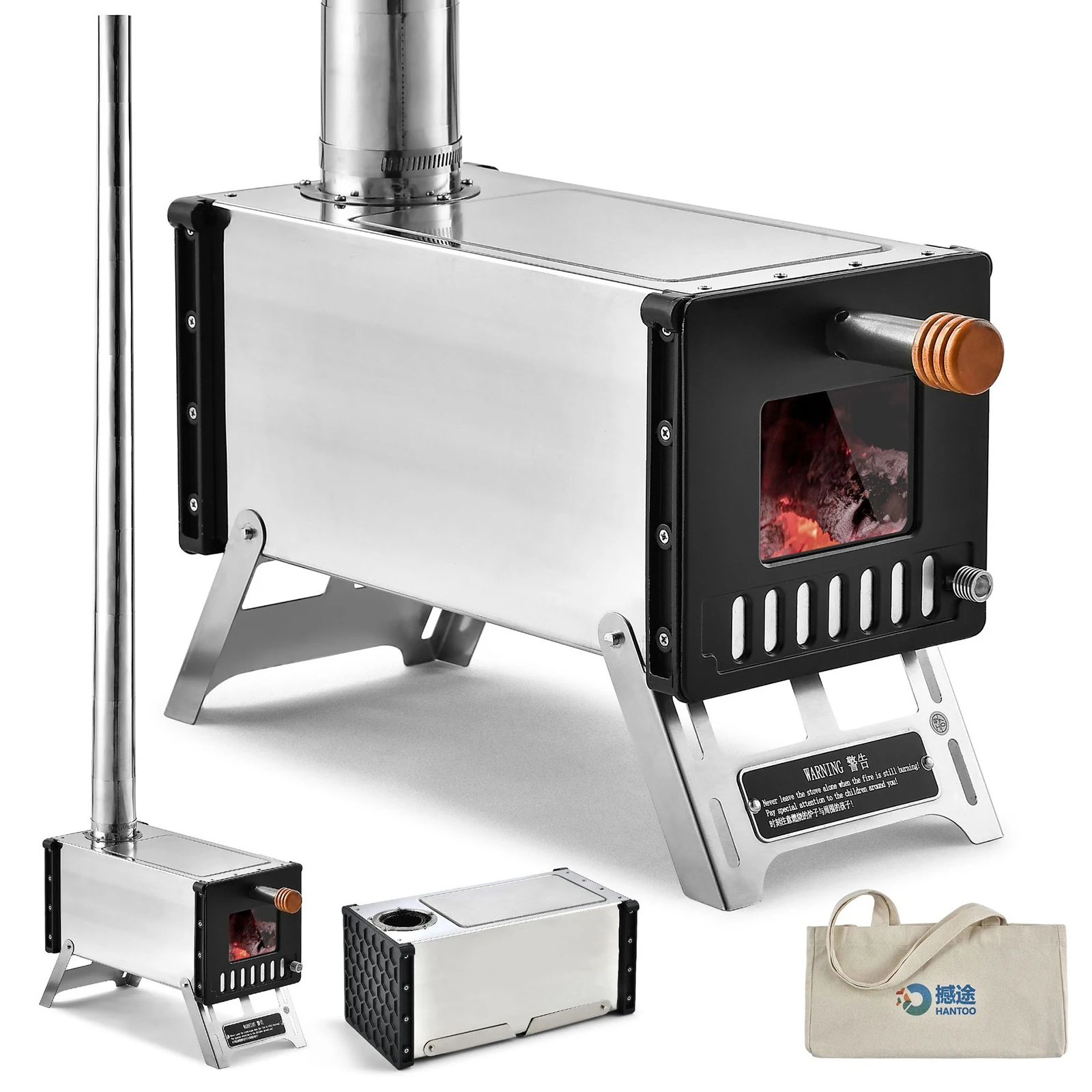 Outdoor Camping Wood Stove Portable Stainless Steel Picnic Hiking Cooking Burner Outdoor Camping Wood Stove Portable Stainless Steel Picnic Hiking Cooking Burner