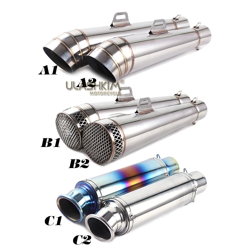 

60mm Universal Motorcycle Exhaust Escape Muffler S1000RR CBR1000 Ninja400 EX400G Xmax300 Z1000 FZ800 CBR500 RSV4