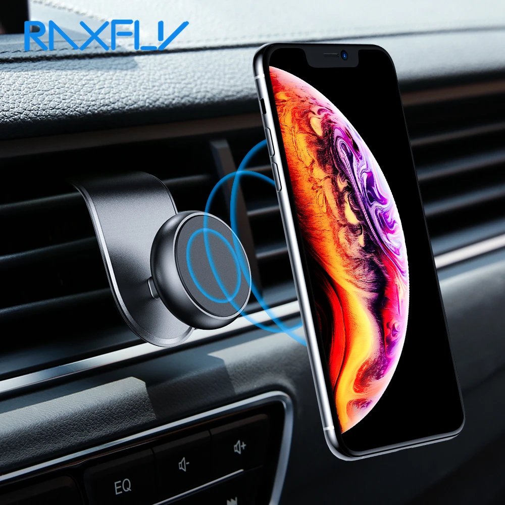 

RAXFLY Magnetic Car Phone Holder For Phone in Car Magnet Mobile Holder 360 Degree Air Vent Mount Stand L Shape Support Telephone