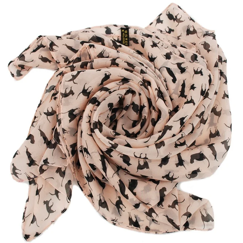 Популярный шифоновый шарф-котенок в стиле милого кота, цветная шаль в стиле граффити, подарок для девушек, женский шарф для женщин, подходит для всех сезонов