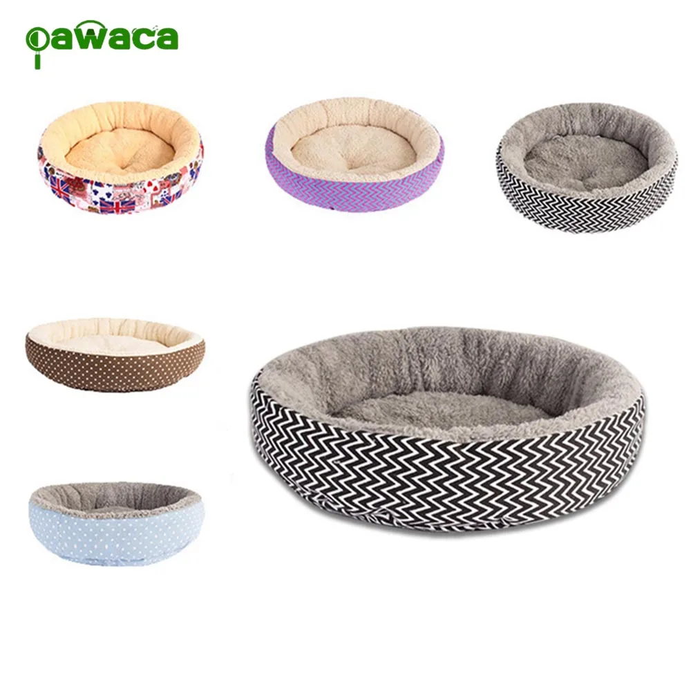 buy Round Pet Bed For Cats or Small Dogs Washable Dog Kennel Cat House Super Soft Cotton Mats Sofa For Dog Portable Dog Supplies