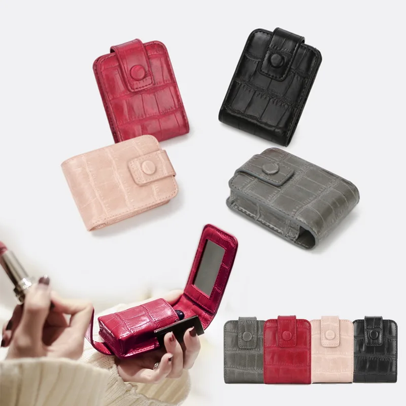 Женская косметичка из искусственной кожи с зеркалом сумка для макияжа в