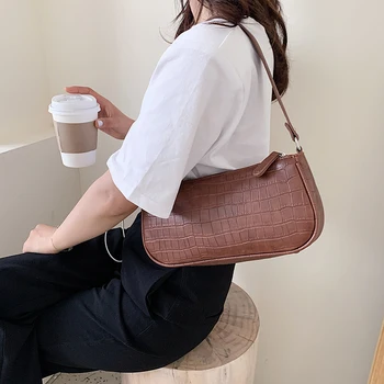 

Stone Pattern Small Pu Leather Armpit Bag For Women 2020 Summer Chain Shoulder Bags Summer Handbags Female Travel Hand Bag