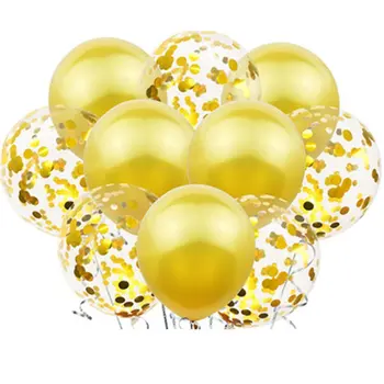 

10 Rose Gold Confetti Balloon Set Transparent Gold Glitter Balloons Latex Balloons Wedding Party Decoration