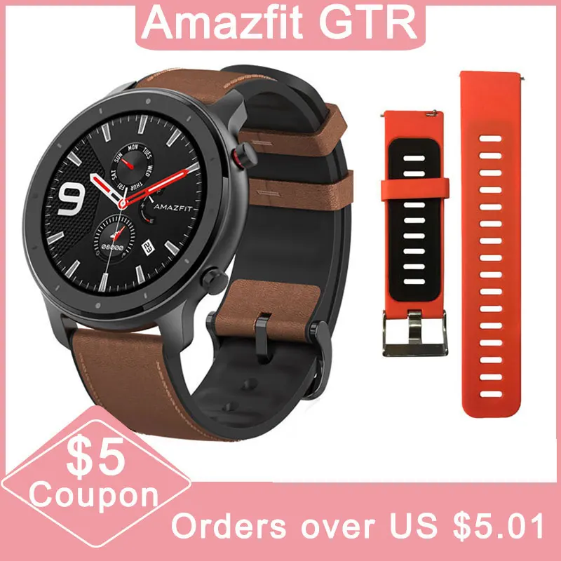 Умные часы Amazfit GTR Huami 47 мм водонепроницаемые 5 АТМ 24 дня без подзарядки GPS