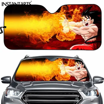 

INSTANTARTS Fashion Dragon Ball Printing Car Sun Shade Windshield 2pcs Set Men's Sunshade for Car Windshield UV Sun Car Sunshade