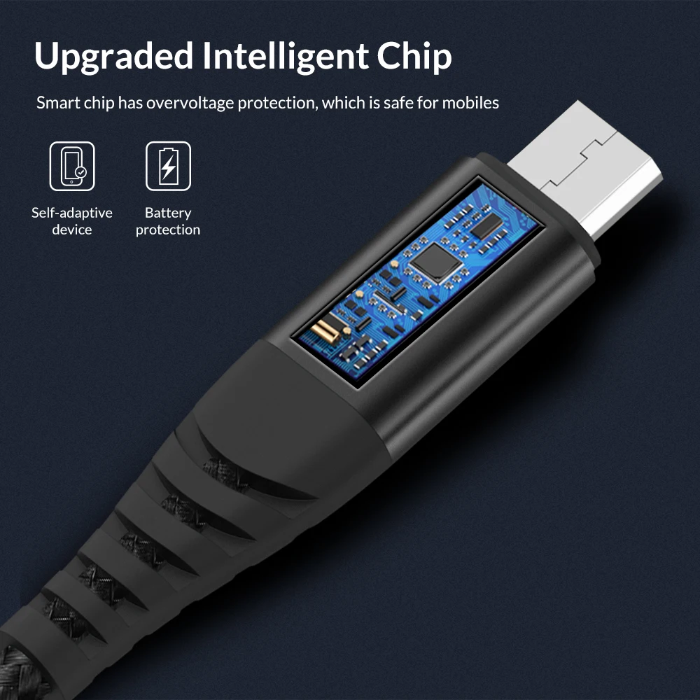 TOPK Micro USB Cable Nylon Braided Data Sync Cable for Samsung S7 Edge Xiaomi Redmi 4X Android Mobile Phone
