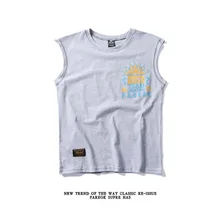 Мужской спортивный жилет с барьерами, популярный бренд, Молодежная свободная летняя футболка без рукавов, Мужская хип-хоп жилетка, чистый хлопок, дышащая