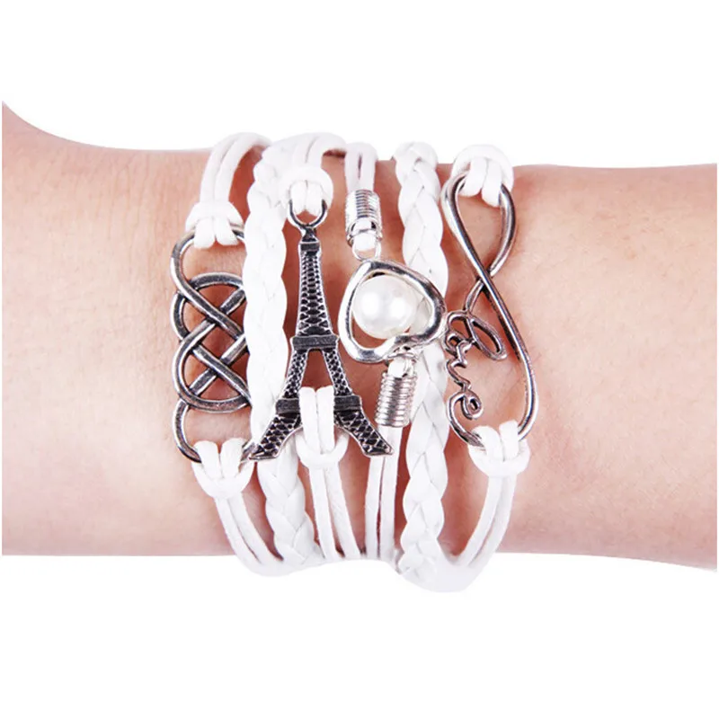 Новинка 2018 браслет для женщин и мужчин новое сердце с бесконецей Эйфелева башня