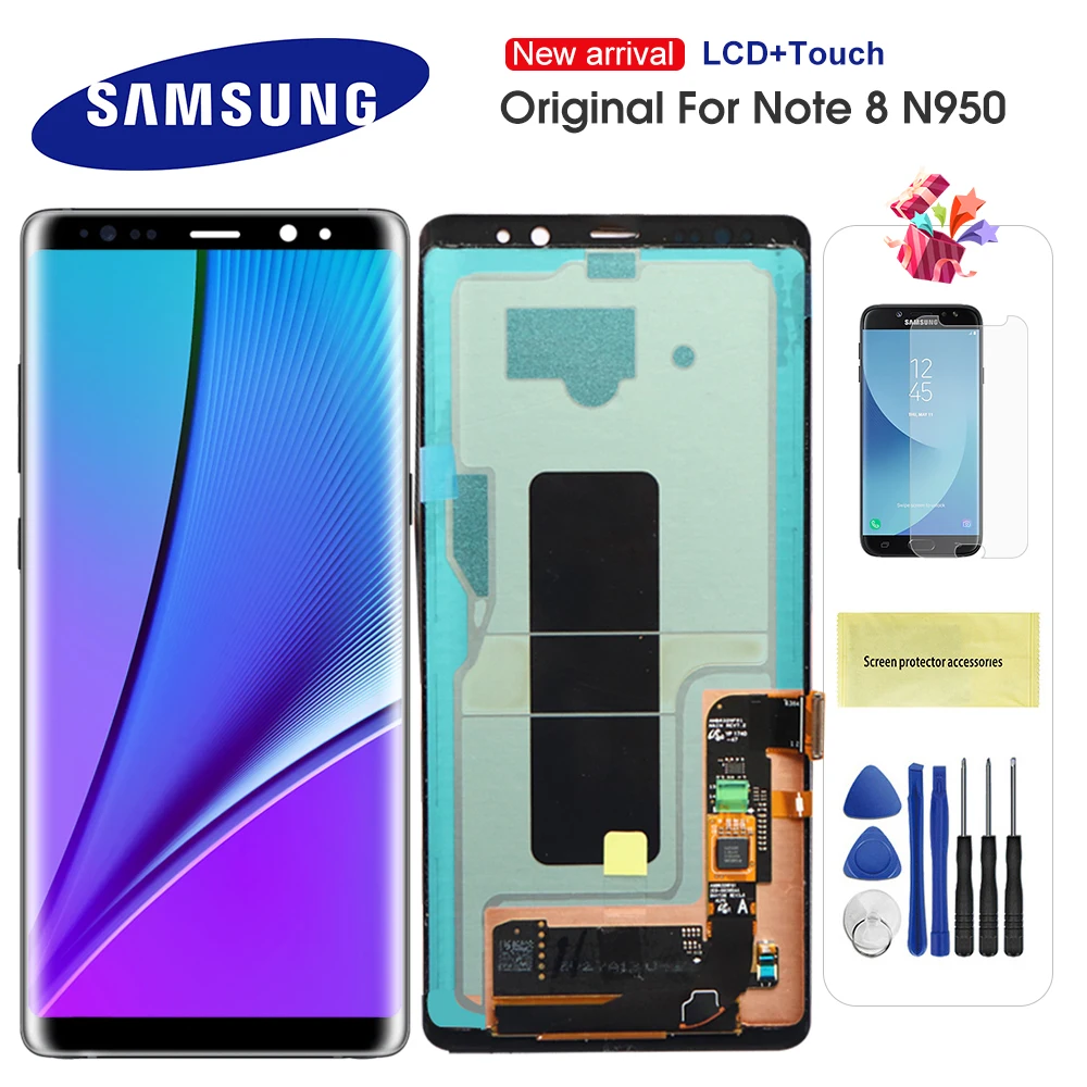 100 Original Super AMOLED LCD For Samsung Galaxy NOTE 8 LCD N950 N950F Display Touch Screen 1