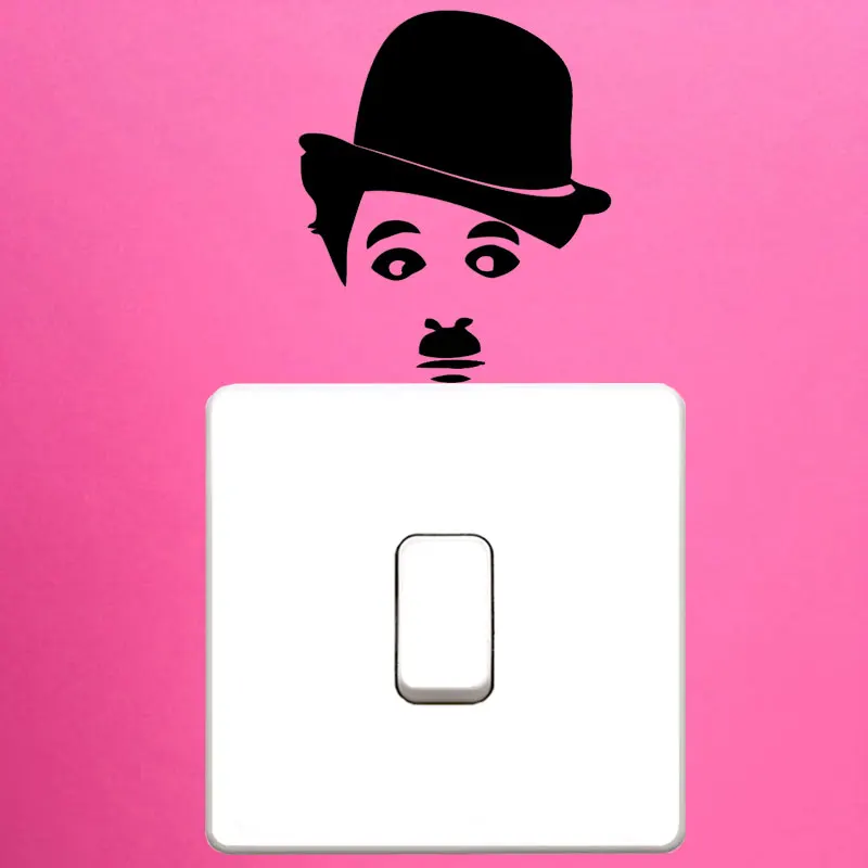 YJZT Chaplin Face Comedian спальня виниловый свет Сменные наклейки домашний декор настенные наклейки S18-0035