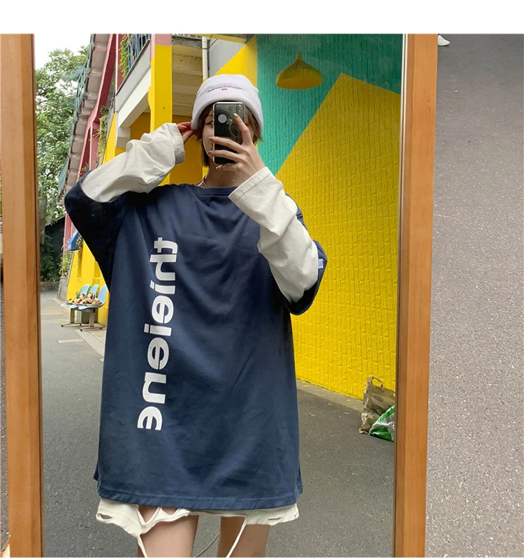 LAPPSTER/мужские уличные футболки с длинными рукавами в стиле Харадзюку г., осенняя корейская модная футболка в стиле хип-хоп топы оверсайз из двух предметов